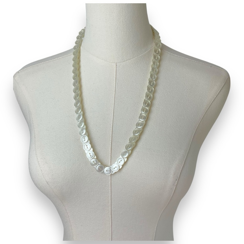 Vintage Necklace Button Pearls Cream White Retro Cottagecore Sewing Crafts Gift